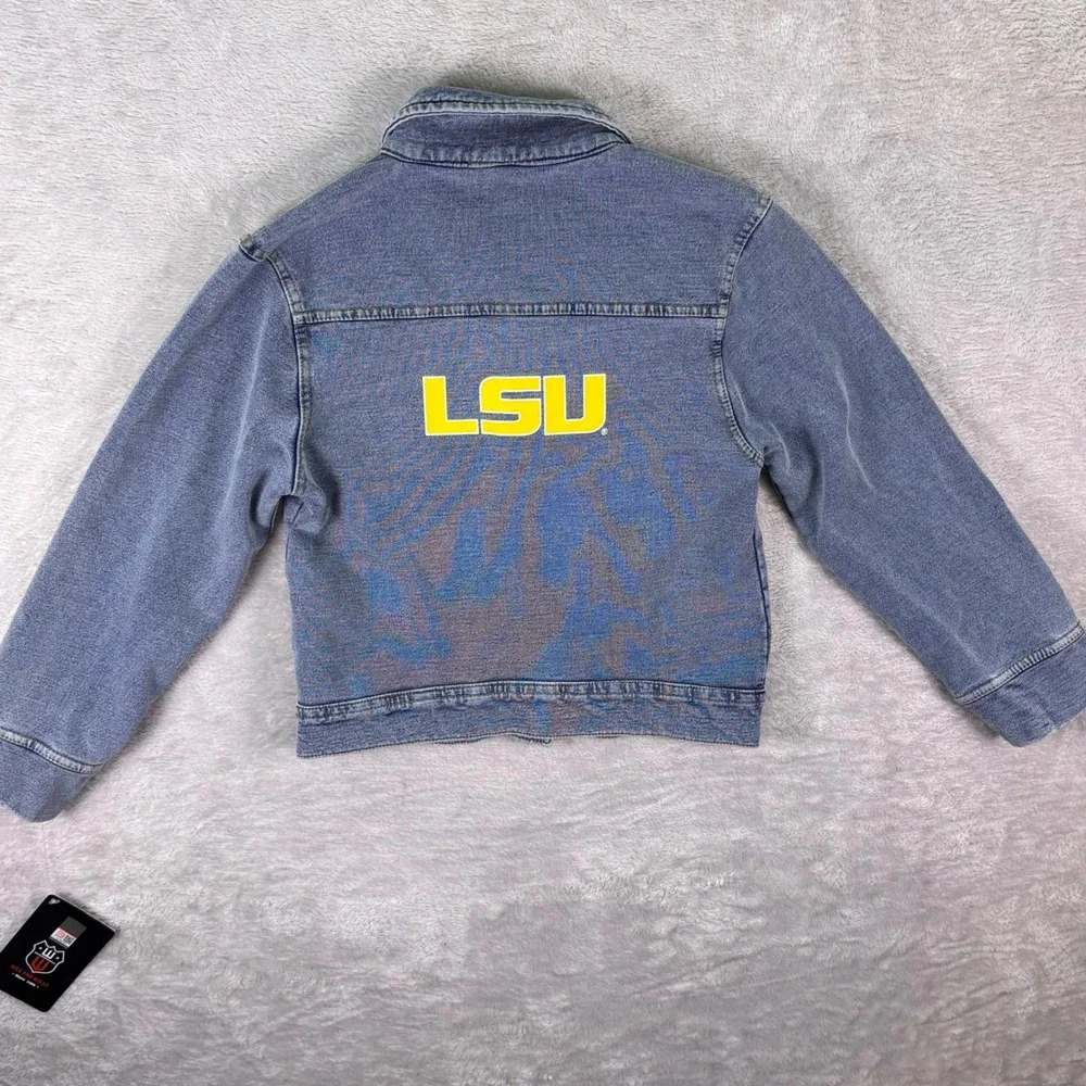 Wes and‎ Willy Youth Denim Jacket Sz M (10) LSU Tigers Button Front New w/ Tags